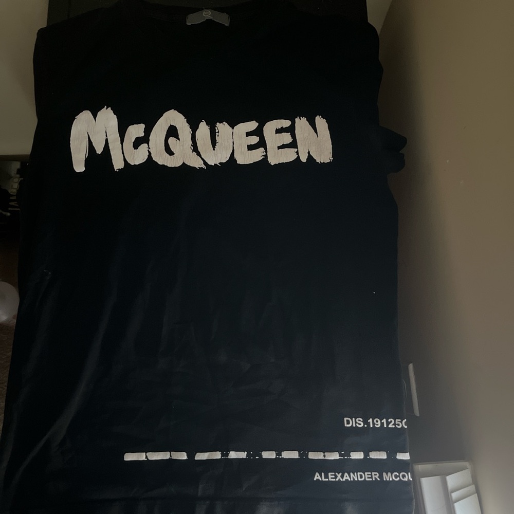 Alexander McQueen Black Tee with White Logo